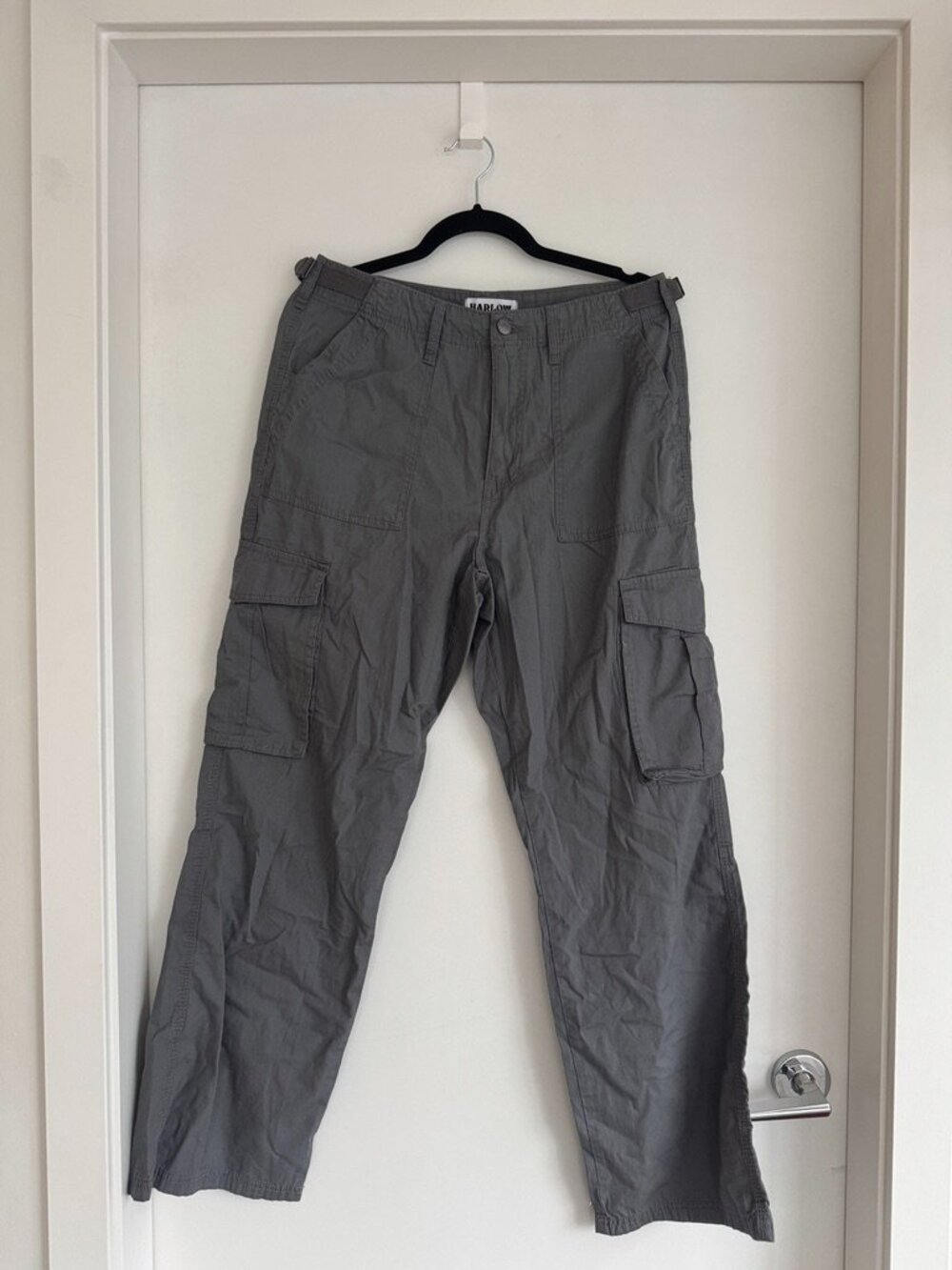 Grey Cotton Cargo Pants